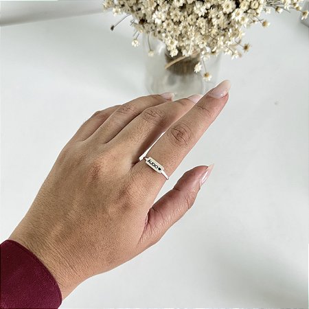 Anel Personalizável Retangular - Prata 925