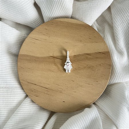 Pingente Menina Todo Cravejado Pequeno - Prata 925