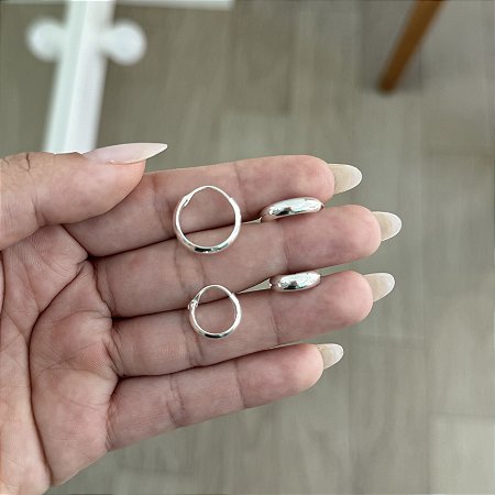 Brinco Argola Lisa Meia Cana - Prata 925