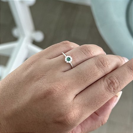 Anel Verde Cravejado - Prata 925