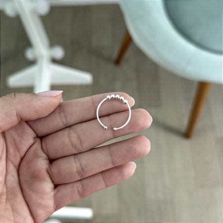 Anel Regulável com Bolinhas - Prata 925