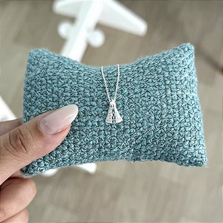 Colar N. Sra. Aparecida com Zircônias - Prata 925