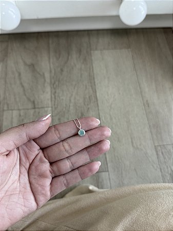 Gargantilha Ponto de Luz Redondo Verde Agua - Prata 925