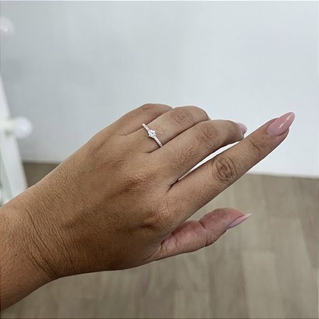 Anel Solitário 6 Garras Cravejado - Prata 925