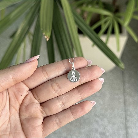 Colar Nossa Senhora Aparecida Plaquinha - Prata 925