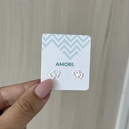 Brinco Coração Duplo - Prata 925