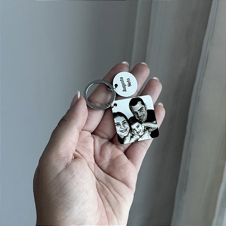 Chaveiro Personalizado 2 Pingentes - Aço Inoxidável