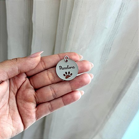 Placa de Identificação Pet Redonda - Aço Inoxidável