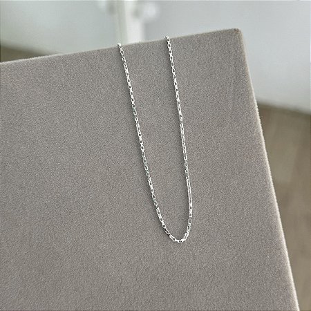 Corrente Elos Retangulares Fina 60cm - Prata 925
