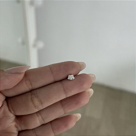 Brinco Piercing Coroa Base Reta - Prata 925 e Aço