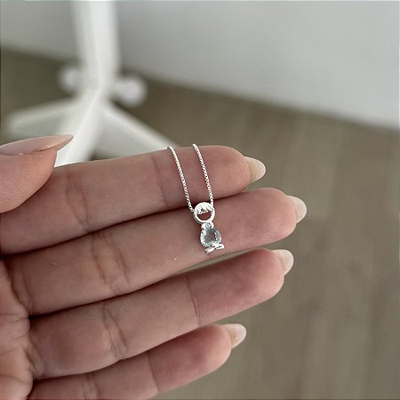 Colar Menino Coração Azul Claro - Prata 925