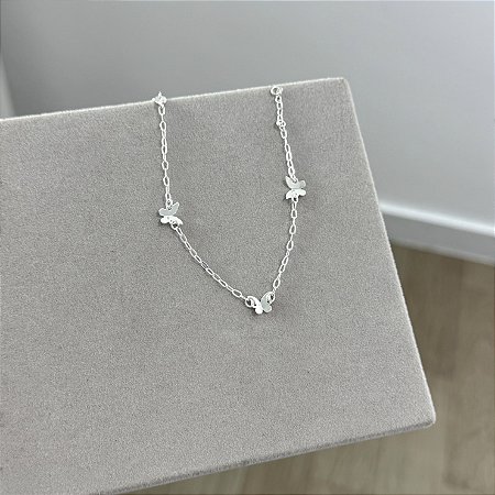 Pulseira 3 Borboletas Origami - Prata 925
