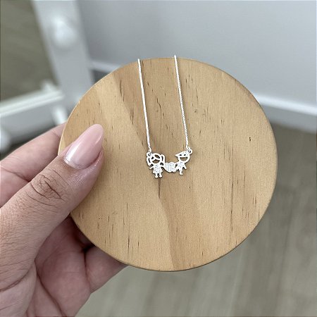 Colar Dois Meninos - Prata 925