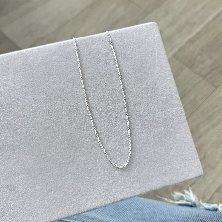 Corrente Masculina Elos Retangulares Fina 60cm - Prata 925