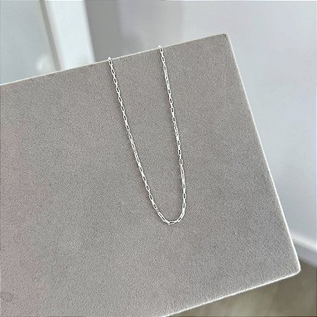 Corrente Masculina Elos Retangulares Média 60cm - Prata 925