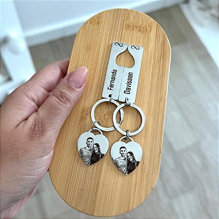 Kit Chaveiro Personalizado Casal - Aço Inoxidável