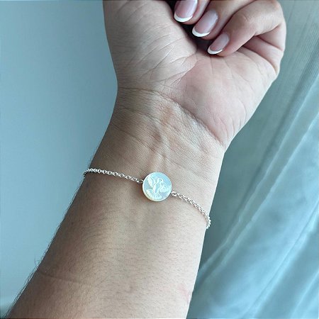 Pulseira Elos e Divino Espírito Santo em Madrepérola - Prata 925