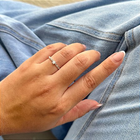 Anel Solitário com Infinitos - Prata 925