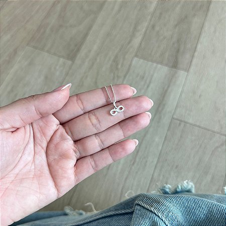 Colar Infinito Meio Cravejado - Prata 925