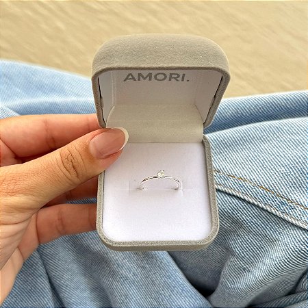 Anel Solitário Fino - Prata 925