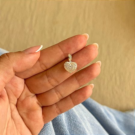 Berloque Coração Tela - Prata 925