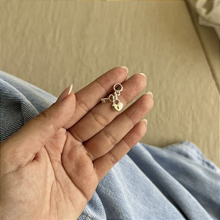 Berloque Cadeado e Chave - Prata 925