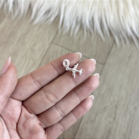 Berloque Avião Trabalhado - Prata 925