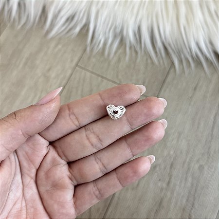 Berloque Separador com Coração Central - Prata 925