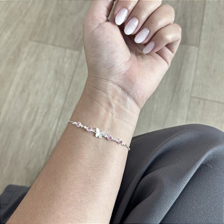 Pulseira Borboleta Origami e Pontos de Luz - Prata 925