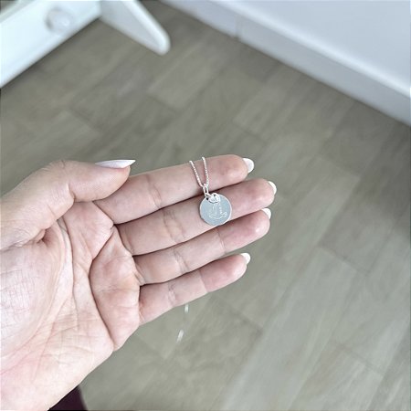 Colar Plaquinha com Divino e Coração Cristal - Prata 925