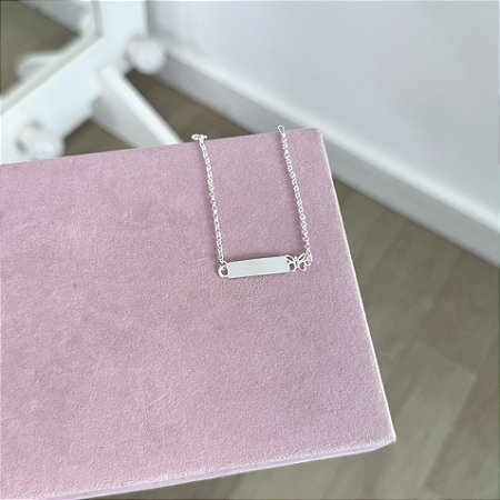 Pulseira Infantil Plaquinha com Borboleta - Prata 925
