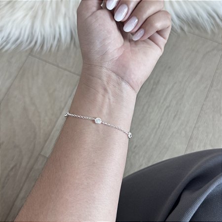 Pulseira Elo Português com Pontos de Luz - Prata 925