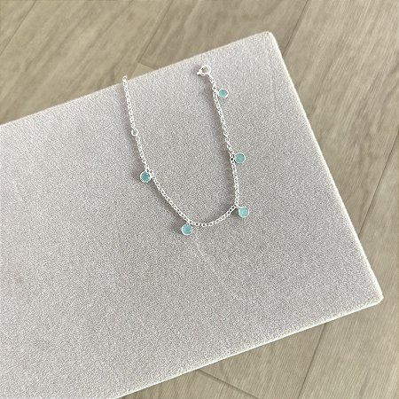 Pulseira Infantil Elos com Zircônias Azuis - Prata 925