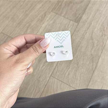 Brinco Coração Vazado Pequeno - Prata 925