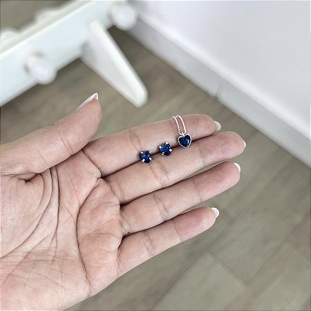 Conjunto Ponto de Luz Coração - Prata 925