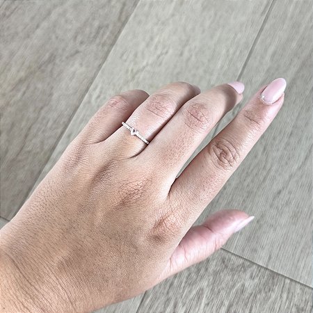 Anel Solitário com Coração Rosa - Prata 925