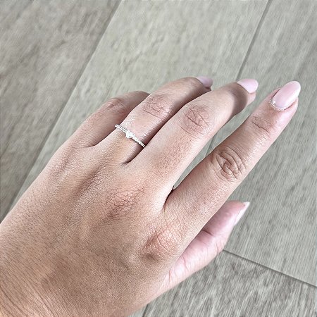 Anel Solitário com Coração Cristal - Prata 925