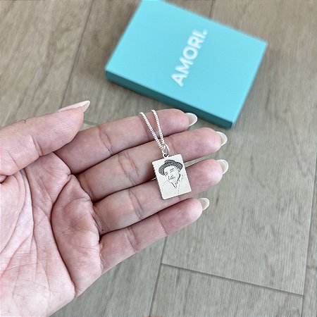 Colar Personalizado com Foto Masculino Grume - Prata 925