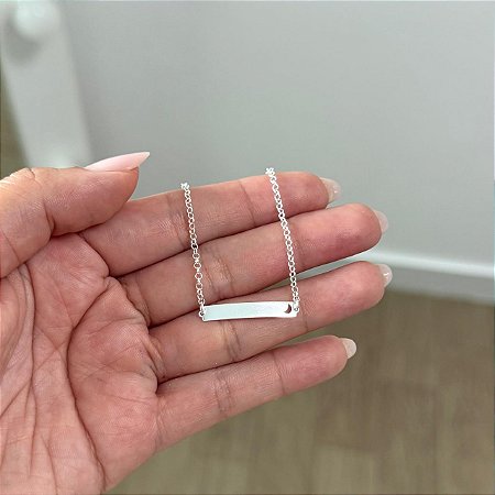 Pulseira Infantil Plaquinha com Lua - Prata 925