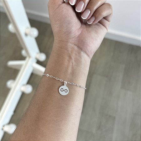 Pulseira Plaquinha Infinito - Prata 925