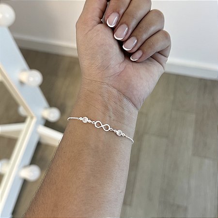 Pulseira Elos Infinito com Pontos de Luz - Prata 925