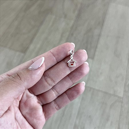 Berloque Casa com Coração - Prata 925