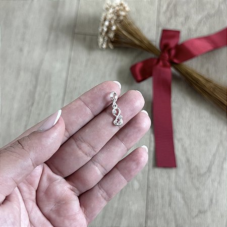 Berloque Infinito com Lua e Zircônias - Prata 925