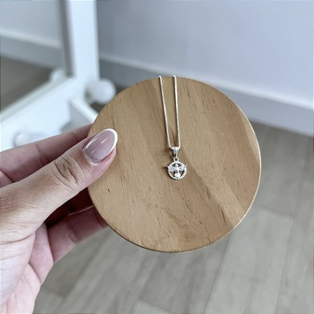 Colar com Divino Espírito Santo Cravejado - Prata 925