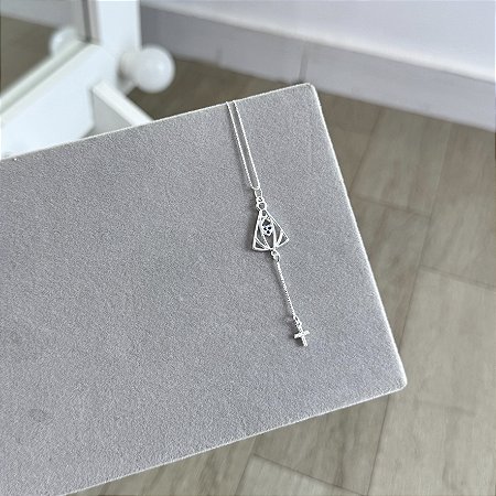 Colar N. Sra Aparecida com Cruz - Prata 925