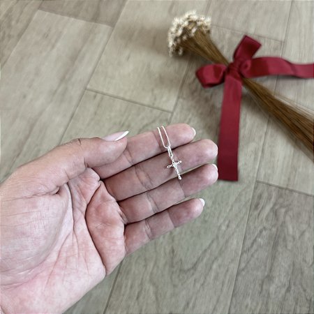 Colar Cruz com Zircônia - Prata 925