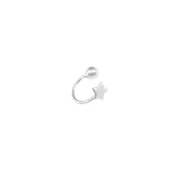 Brinco Piercing Fake Bolinha e Estrela - Prata 925