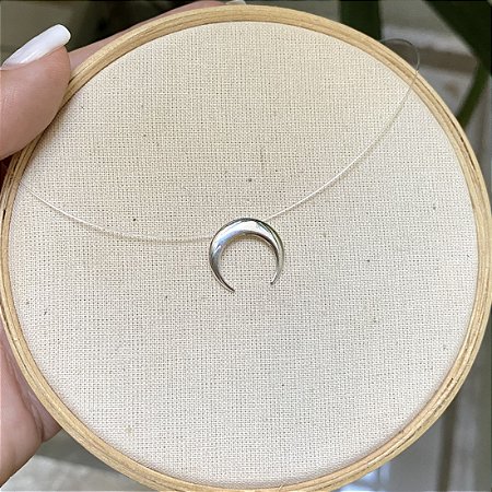 Gargantilha Lua Invertida Nylon - Prata 925