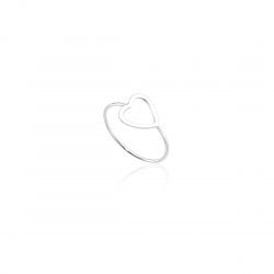 Anel Coração Vazado Horizontal - Prata 925