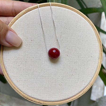 Colar Bola Rubi - Prata 925